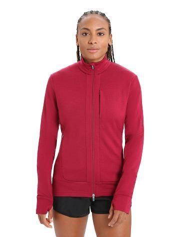 Dámské Mikiny S Kapucí Icebreaker Merino Quantum III Long Sleeve Zip Růžové | CZ 1267VRWD